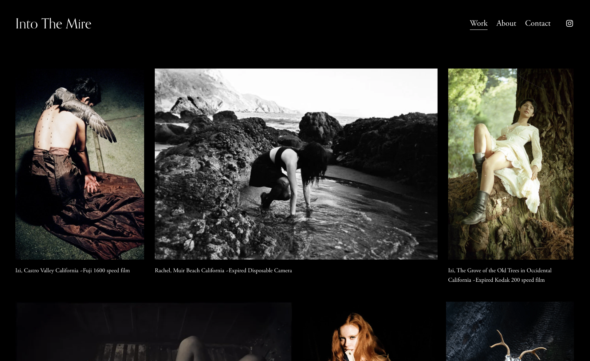 Into The Mire photographer portfolio — cinematic editorial gallery website.